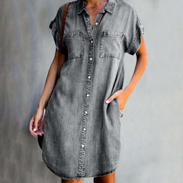 AMELINE™ - ELEGANT DENIM DRESS WITH TUMMY COVERAGE