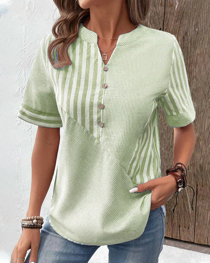 Vivian™ | Casual Striped Button-Down Blouse