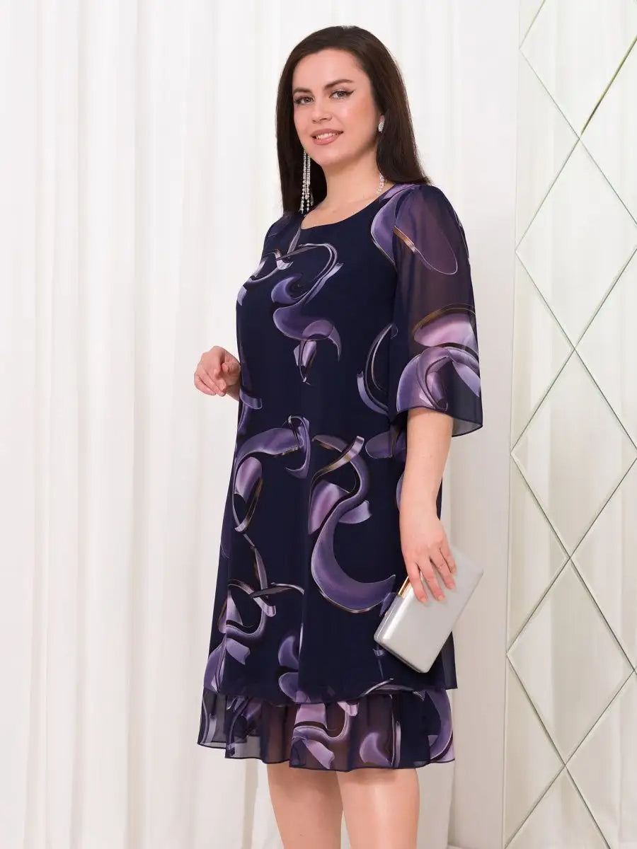 Harper™ | Midnight Swirl Chiffon Dress