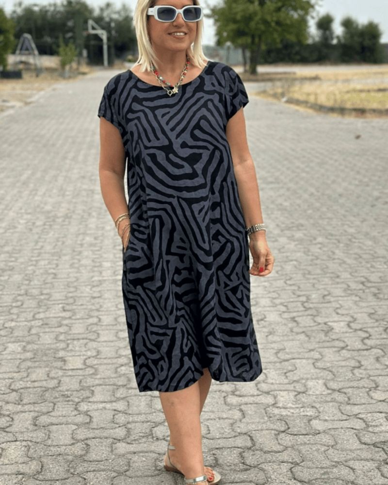 NELIA - Print dress with round neckline