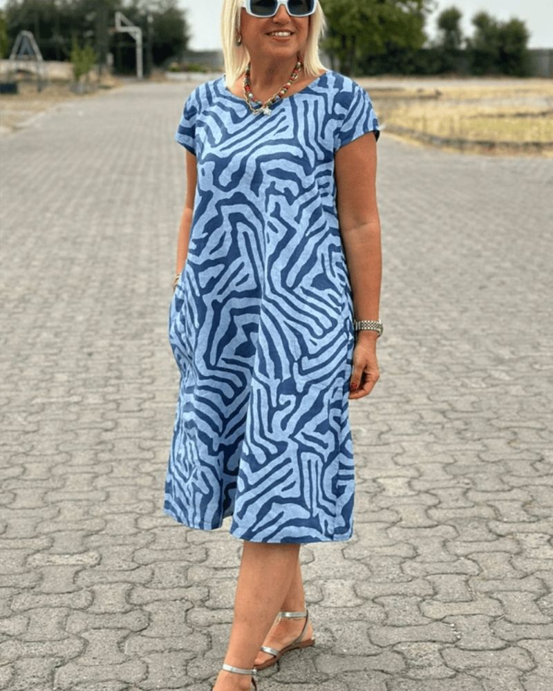 NELIA - Print dress with round neckline