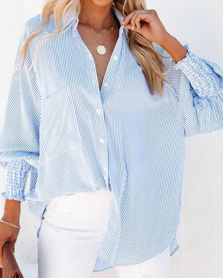 CARELA - Striped Shirt with Elastic Sleeves