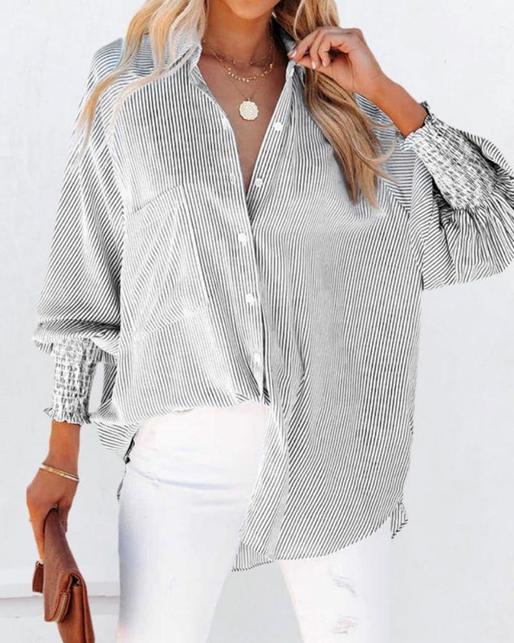 CARELA - Striped Shirt with Elastic Sleeves