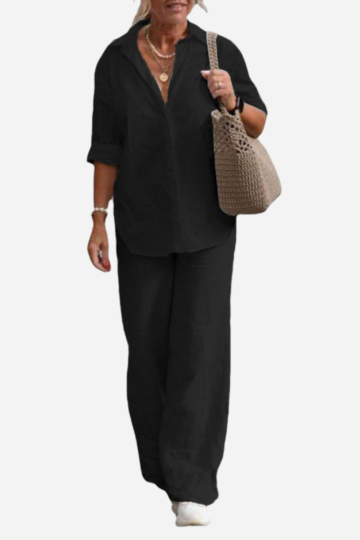 Thea Relaxed Shirt & Trousers Two-Piece Set