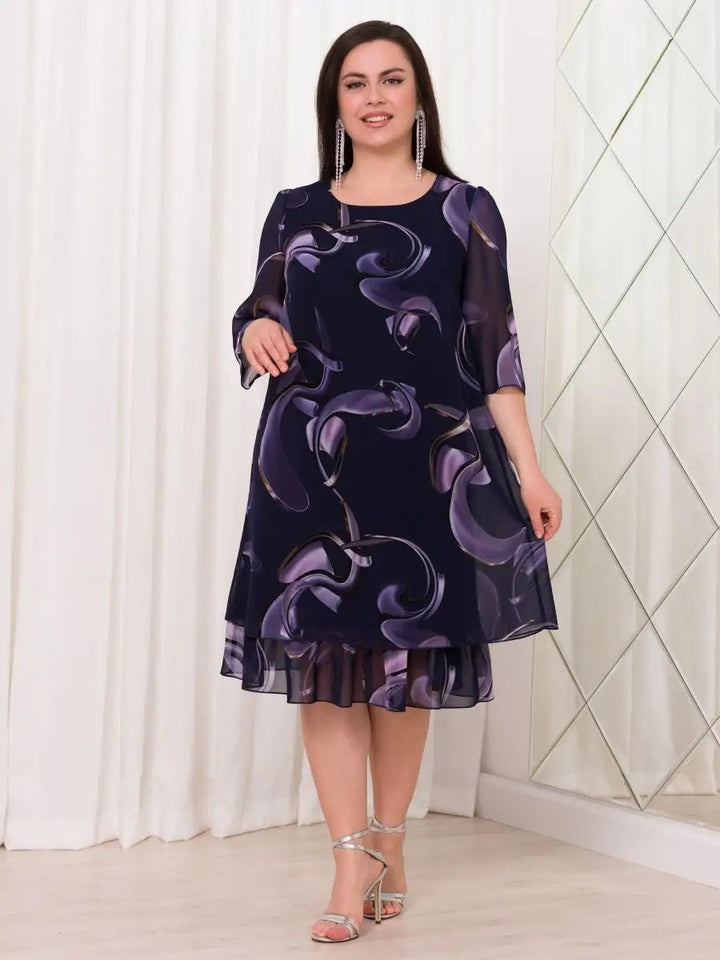 Harper™ | Midnight Swirl Chiffon Dress