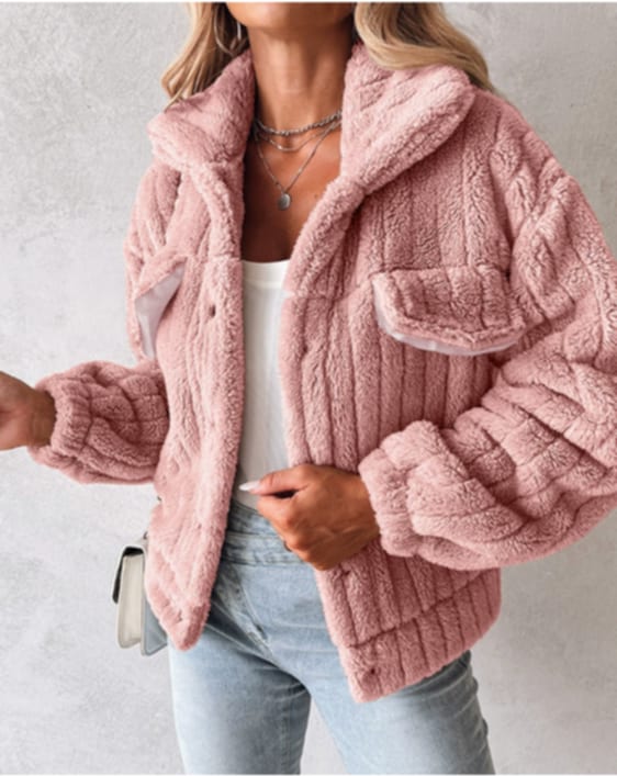 HINA™ - SOLID SINGLE BREASTED FUZZY COAT