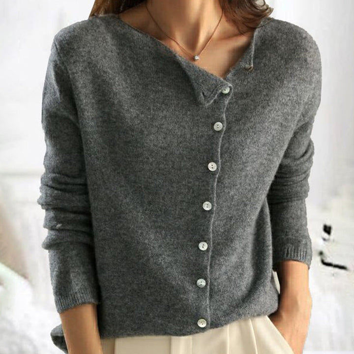 Kyra™ - Asymmetrical Button Sweater