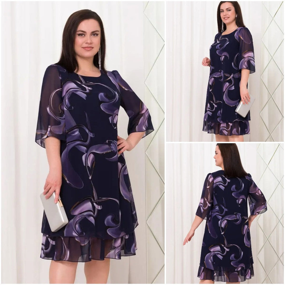 Harper™ | Midnight Swirl Chiffon Dress