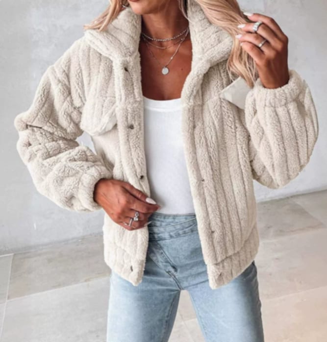 HINA™ - SOLID SINGLE BREASTED FUZZY COAT