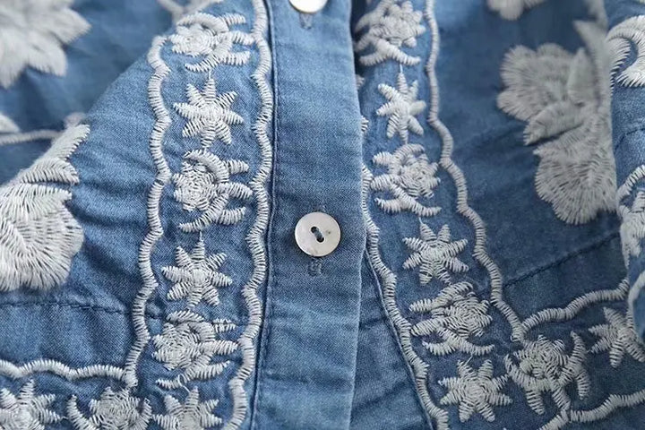 Boho Denim Bloom Cardigan