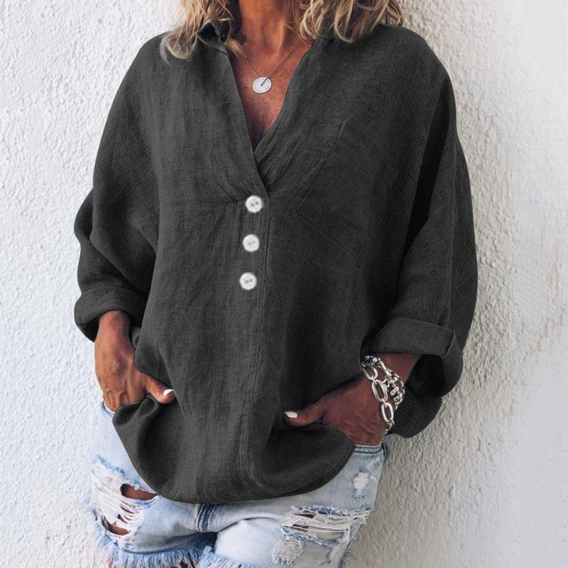 Mona Rose™ - Stylish Linnen/Cotton Pullover Shirt