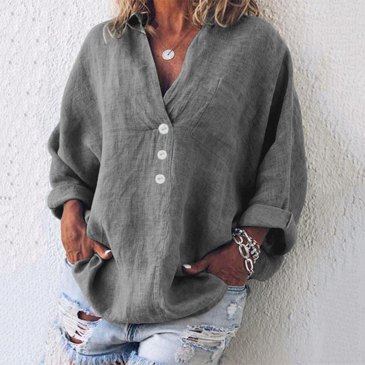 Mona Rose™ - Stylish Linnen/Cotton Pullover Shirt