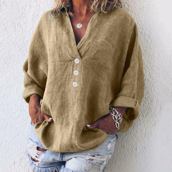 Mona Rose™ - Stylish Linnen/Cotton Pullover Shirt