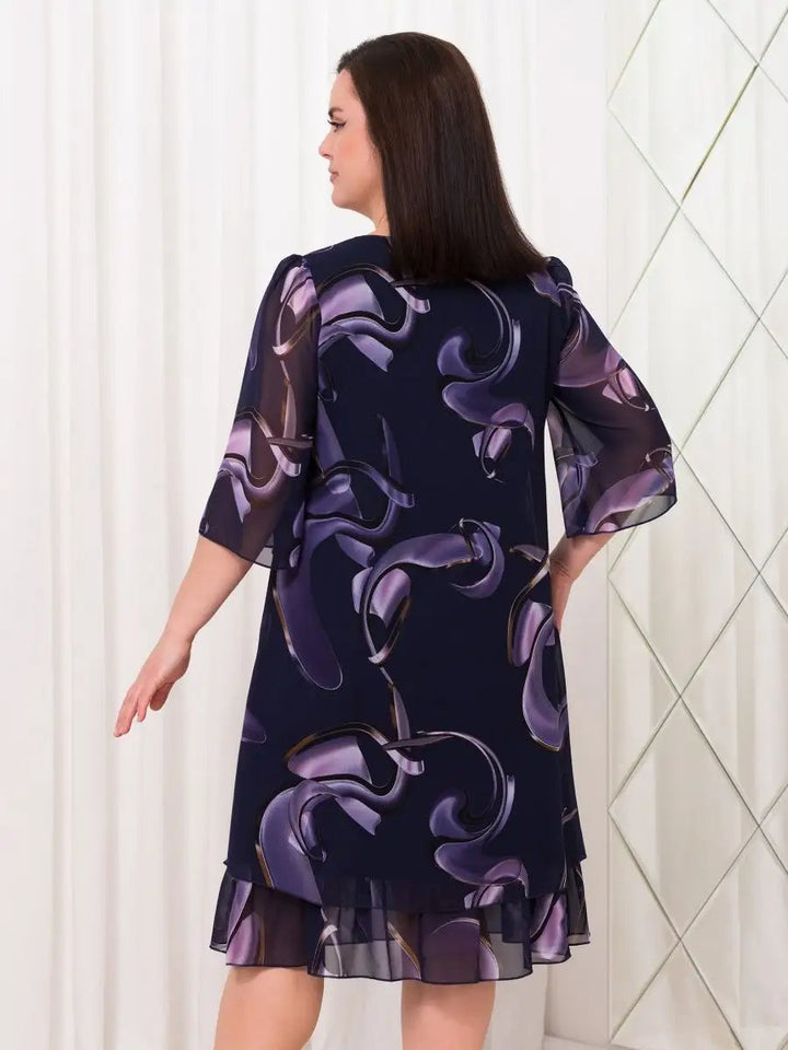 Harper™ | Midnight Swirl Chiffon Dress