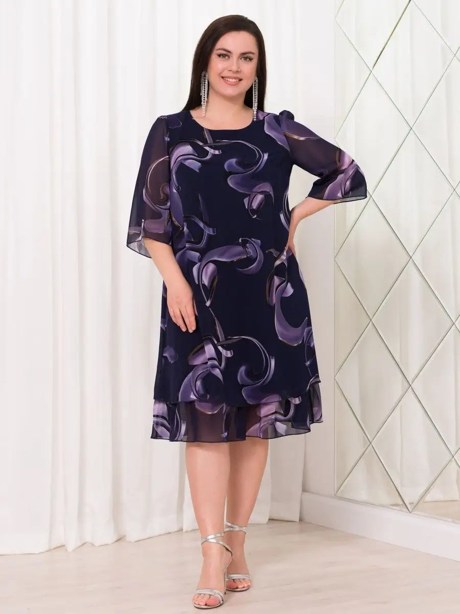 Harper™ | Midnight Swirl Chiffon Dress