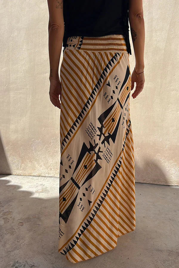 Audrey - Silk maxi skirt with geometric print