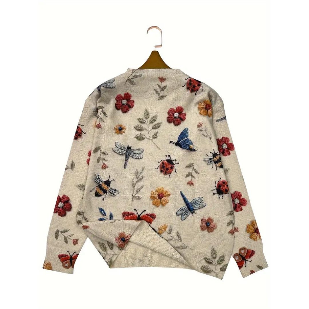 Flor™ - Whimsical Garden Print Sweater