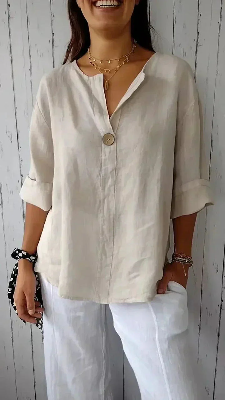 Nika - Comfy Linen V-neck Top