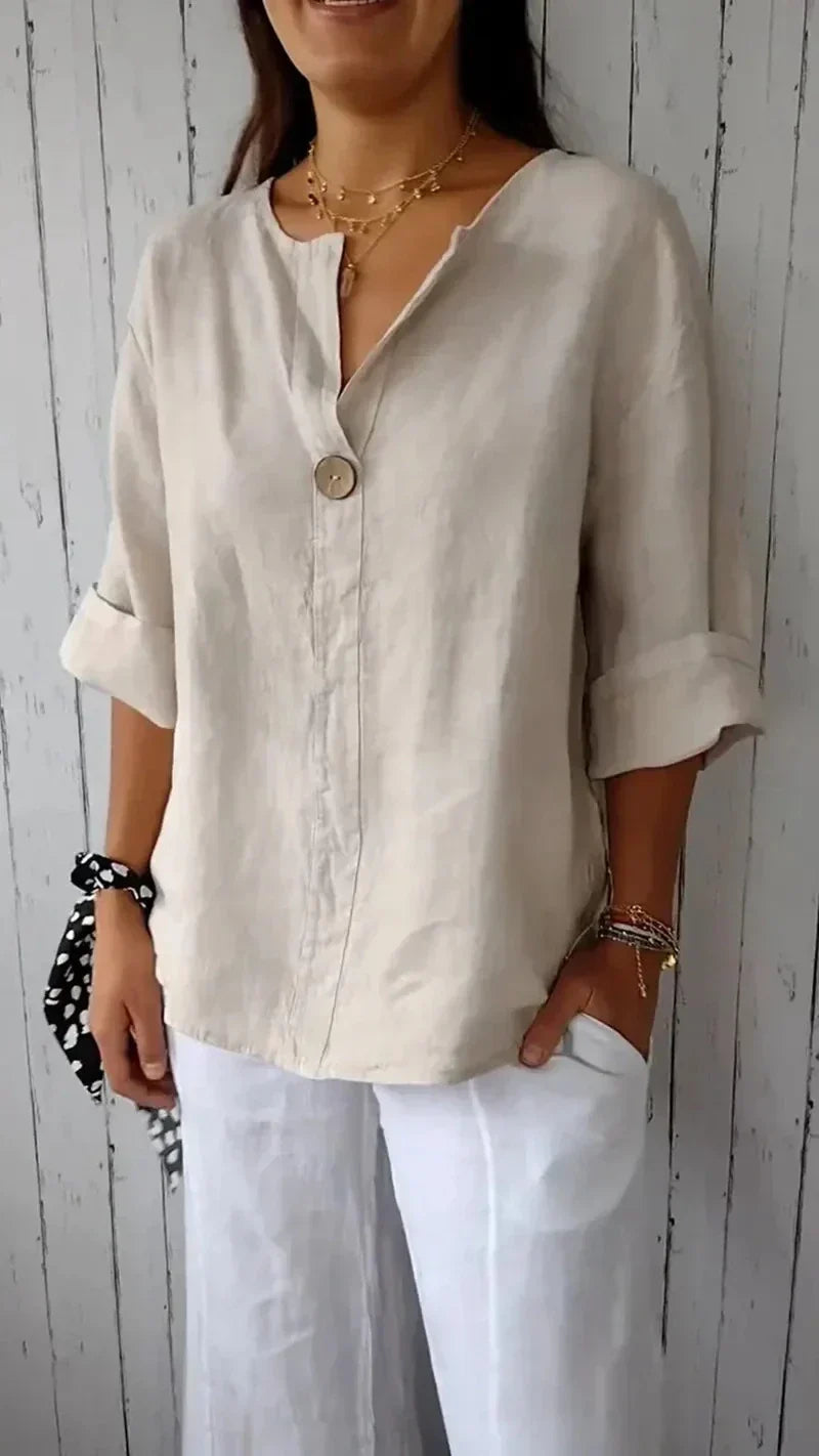 Nika - Comfy Linen V-neck Top