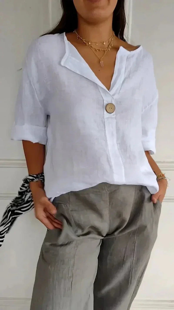 Nika - Comfy Linen V-neck Top