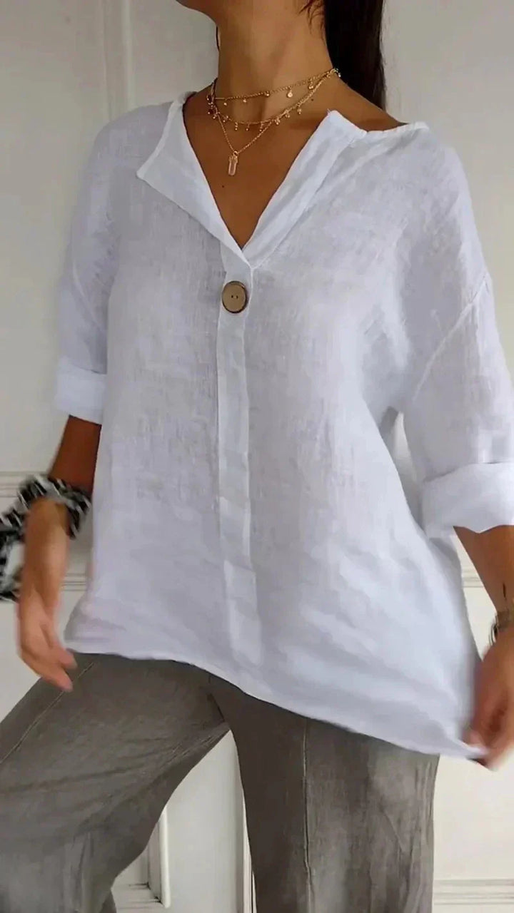 Nika - Comfy Linen V-neck Top