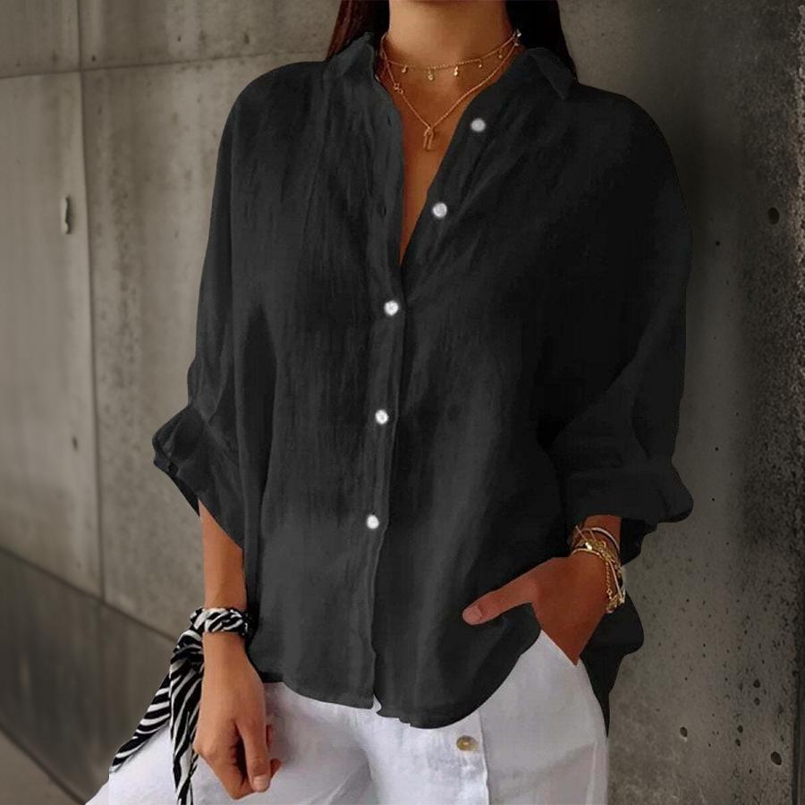 LINDA™ - ELEGANT LINEN POLO BLOUSE